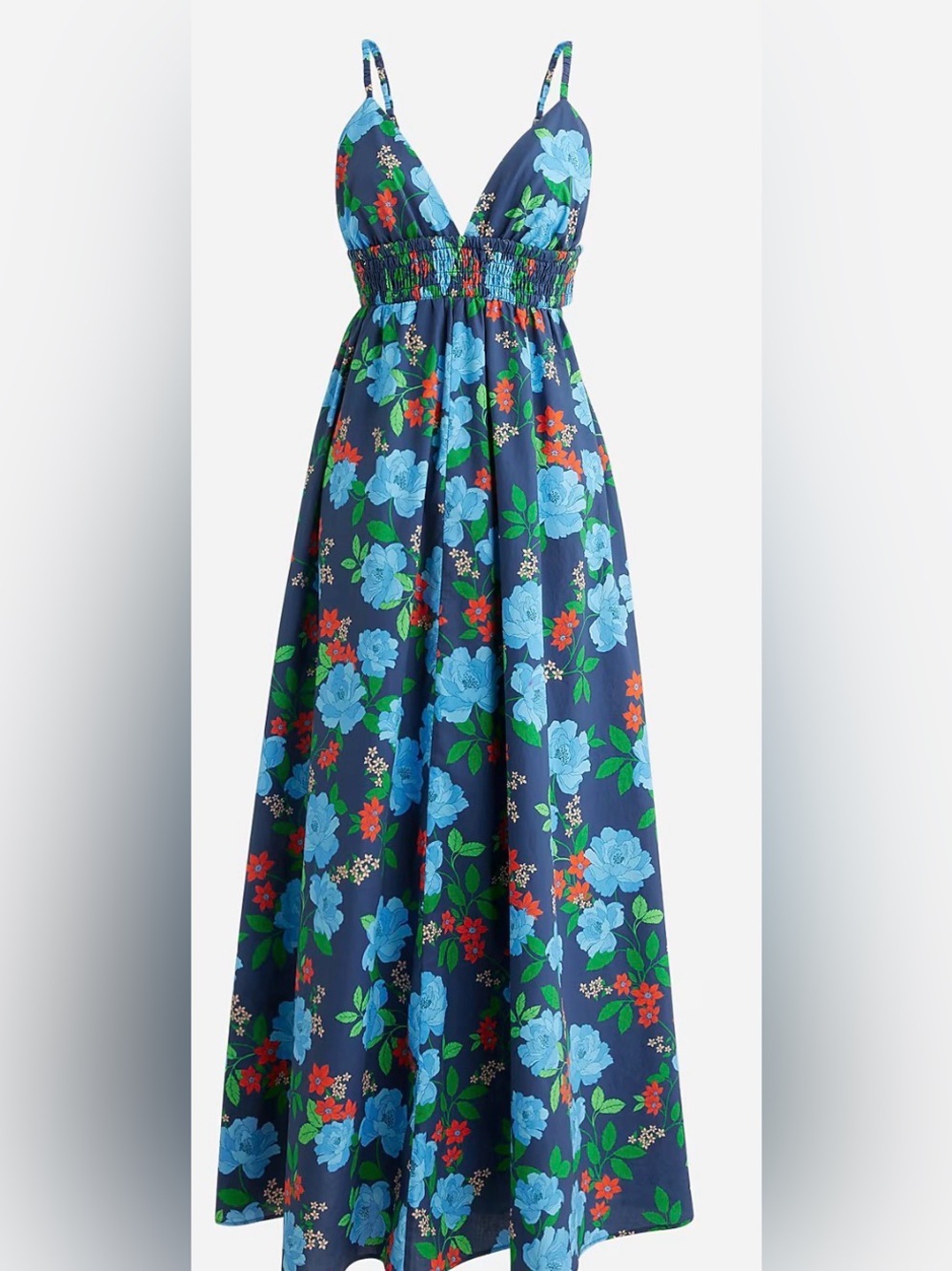 J Crew Smocked Waist Dress with Peony Print
